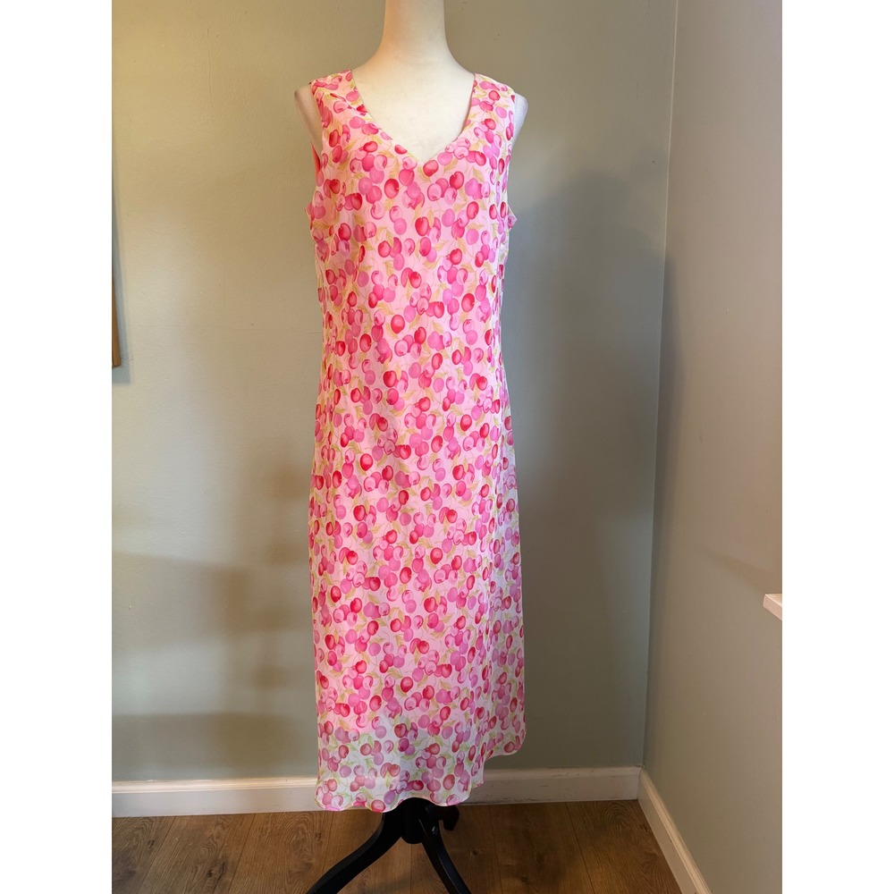 Pink Cherry Sleeveless Maxi midi 16 Fruit y2k dainty cottage festival cute boho